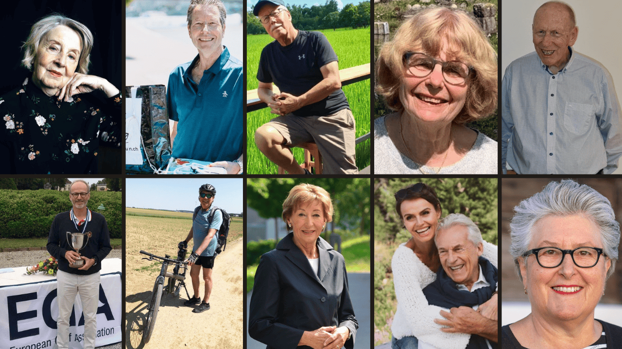 Diese Collage zeigt zehn Senioren, die nach ihrer Pensionierung ungewöhnliche Wege gehen.